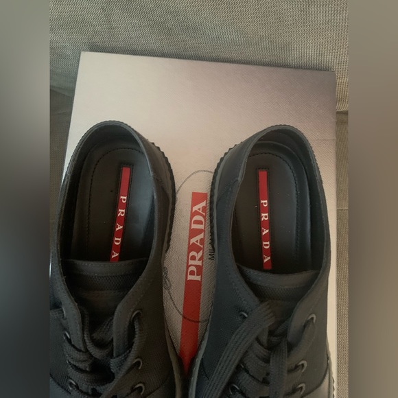 Prada Men's Black Leather Stratus Sneaker 4E3058 NIB size 6.5 - Picture 4 of 10